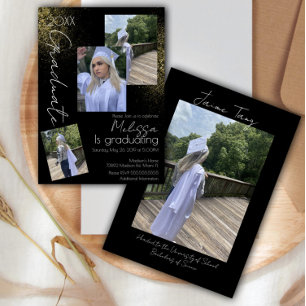 Collage Imitats Glitzer Uni Highschool Abschluss Einladung