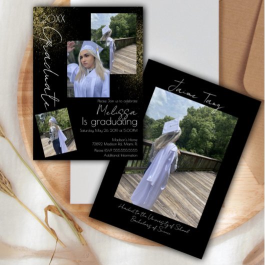 Collage Imitats Glitzer Uni Highschool Abschluss Einladung