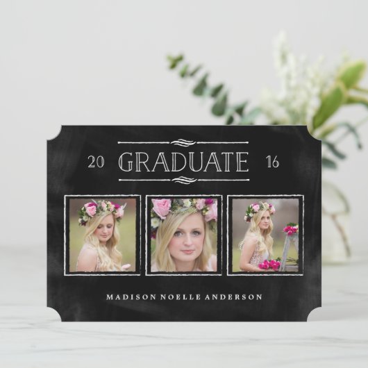 Collage in Chalk Abschluss Einladung (Stehend Vorderseite)