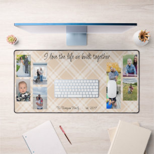 Collage karierter Hintergrund des Fotos Schreibtischunterlage