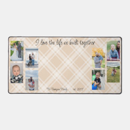 Collage karierter Hintergrund des Fotos Schreibtischunterlage