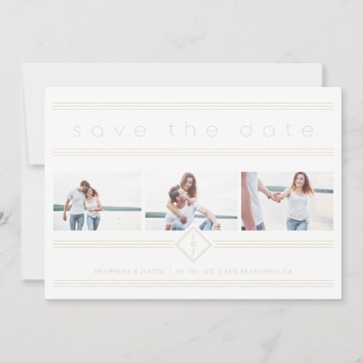 Collage Minimalist 3 Photos Couple Wedding Initial (Vorderseite)