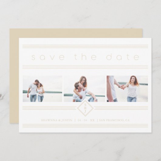 Collage Minimalist 3 Photos Couple Wedding Initial (Vorne/Hinten)