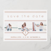 Collage Minimalist 3 Photos Couple Wedding Initial Folieneinladung (Vorderseite)