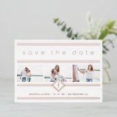 Collage Minimalist 3 Photos Couple Wedding Initial Folieneinladung (Stehend vorne)