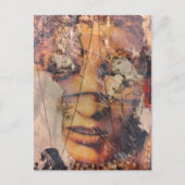 Collage mit abstraktem Gesicht Mixed Media Postkarte (Vorderseite)