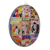 Collage mit Covern alter Romantik-Comic-Hefte Dartscheibe (Vorderseite Links)