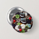 Collage mit schwarzen Cheshire-Katzen-Knöpfen Button (Vorne & Hinten)