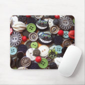 Collage mit schwarzen Cheshire-Katzen-Knöpfen Mousepad (Mit Mouse)