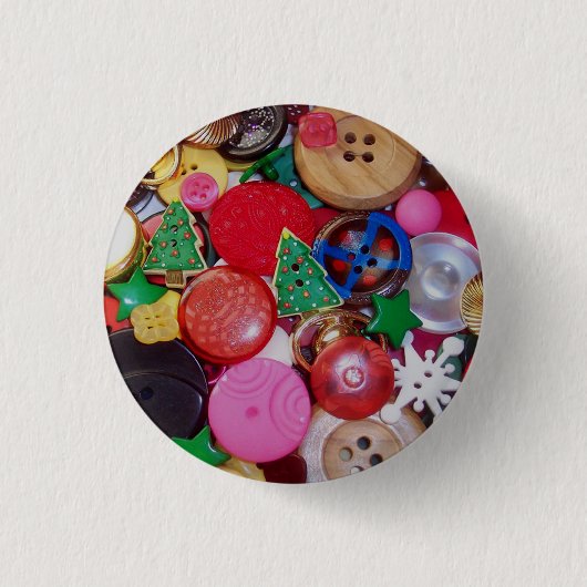 Collage mit Weihnachtsbaum-Knöpfen Button (Vorderseite)
