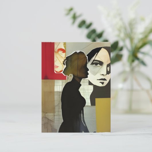 Collage Mixed Media Postkarte (Stehend Vorderseite)