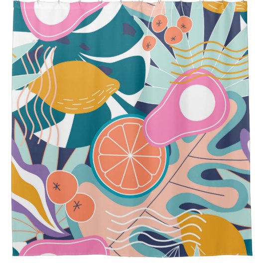 Collage moderne, floralnahtlose Muster. Moderne Au Duschvorhang (Vorderseite)