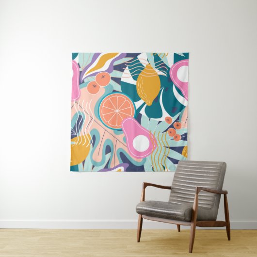 Collage moderne, floralnahtlose Muster. Moderne Au Wandteppich (Beispiel (Horizontal))