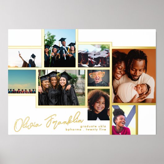 Collage Multi Foto Grad School GOLD FRAMES Foliendrucke (Vorderseite)