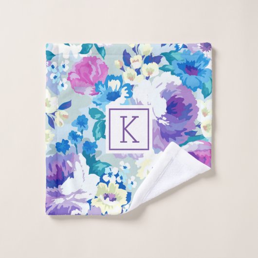 Collage-Muster der Summer-Blume Badhandtuch Set (Waschlappen)