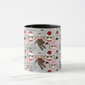 Collage Muster für niedliche Affen in Rot und Rosa Tasse (Zentrum)