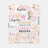 Collage Name Niedlich Kitten mit Namensmuster Fleecedecke (Vorderseite)