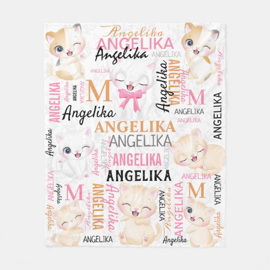 Collage Name Niedlich Kitten mit Namensmuster Fleecedecke (Vorderseite)
