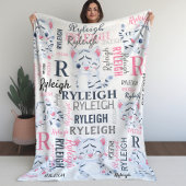 Collage Name White Tigers with Name Pattern Fleecedecke