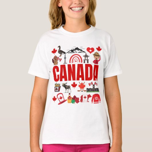 Collage niedlich Canada Symbols T-Shirt (Vorderseite)