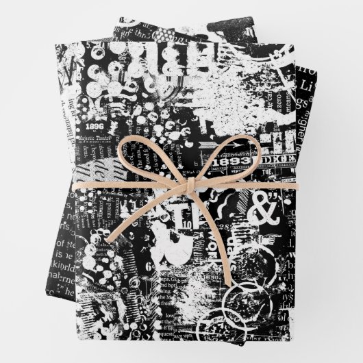 Collage oder Dekoupage von gemischten Mediatexten Geschenkpapier Set (Beispiel)