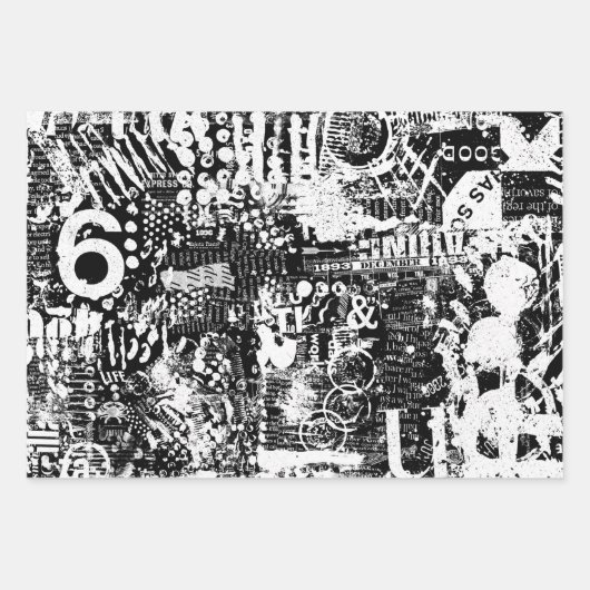 Collage oder Dekoupage von gemischten Mediatexten Geschenkpapier Set (Vorderseite)