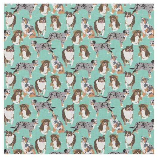 Collage of Aussies Australian Shepherd Dogs Stoff (Nahaufnahme)