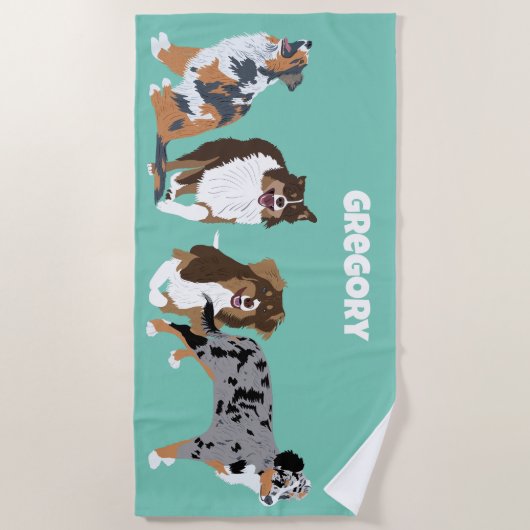 Collage of Australian Shepherds Aussie Dogs Strandtuch (Vorderseite)