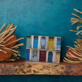 Collage of bunt front doors fotoplatte (Seite)