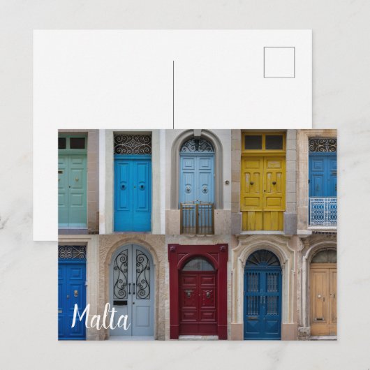 Collage of bunt front doors postkarte (Vorne/Hinten)