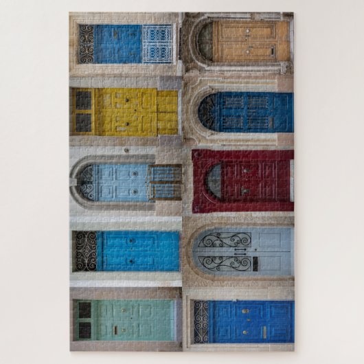 Collage of bunt front doors puzzle (Vertikal)