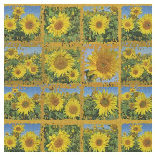 Collage of gelbe Sonnenblumen im Sommer Stoff (Nahaufnahme)