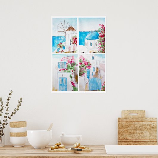 Collage of Greece Aquarell Poster (Küche)