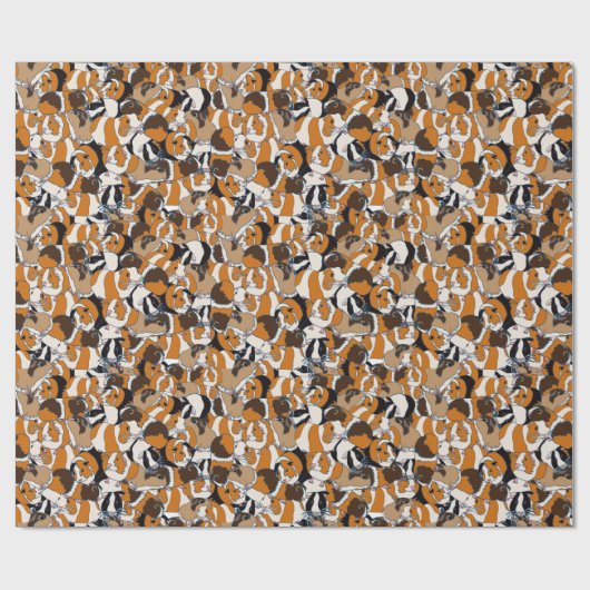 Collage of Guinea Pigs Illustrations Gemustert Geschenkpapier (Flach)