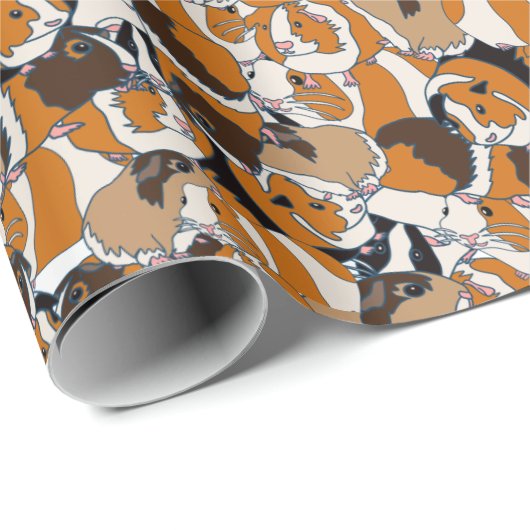 Collage of Guinea Pigs Illustrations Gemustert Geschenkpapier (Rolleneckpunkt)