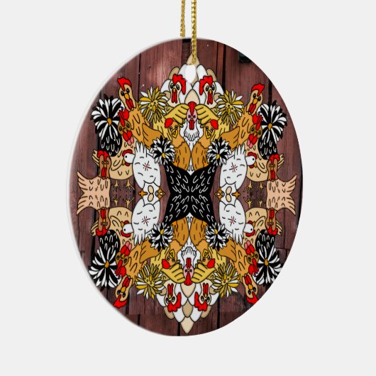 Collage of Hand Drawn Funny Chickens Keramik Ornam Keramik Ornament (Rechts)