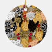 Collage of Hand Drawn Funny Chickens Keramik Ornam Ornament (Hinten)