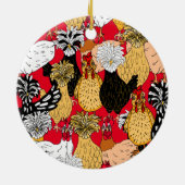 Collage of Hand Drawn Funny Chickens Keramik Ornament (Hinten)