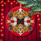 Collage of Hand Drawn Funny Chickens Keramik Ornament