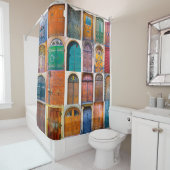 Collage of medieval front doors at Prague,  Czech  Duschvorhang (Beispiel)