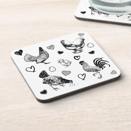 Collage of Niedlich Chickens Getränkeuntersetzer (Linke Seite)