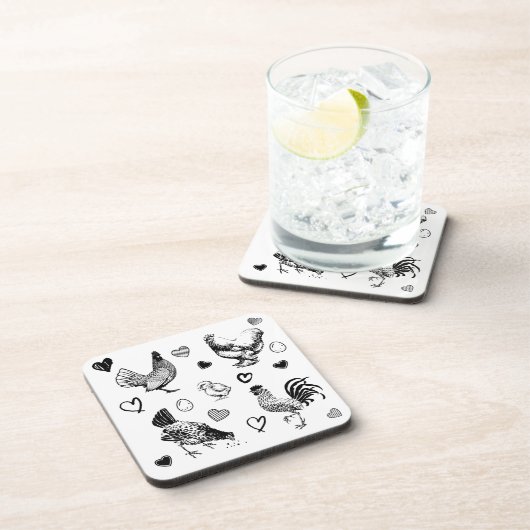 Collage of Niedlich Chickens Getränkeuntersetzer (Rechte Seite)