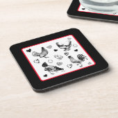 Collage of Niedlich Chickens Getränkeuntersetzer (Linke Seite)