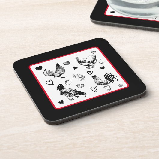 Collage of Niedlich Chickens Getränkeuntersetzer (Linke Seite)