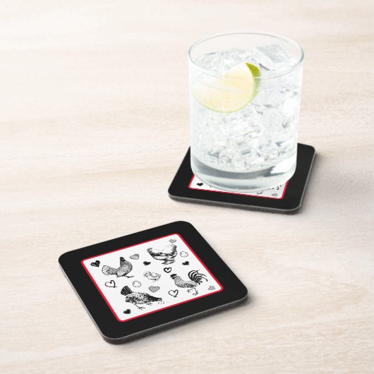 Collage of Niedlich Chickens Getränkeuntersetzer (Rechte Seite)