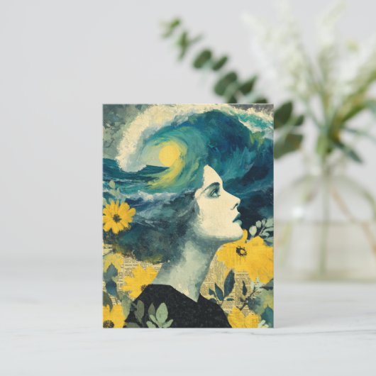 Collage of Ocean Brain Waves Postkarte (Stehend Vorderseite)