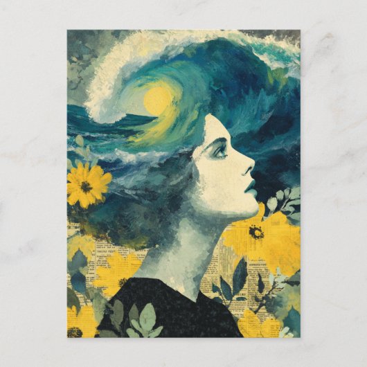 Collage of Ocean Brain Waves Postkarte (Vorderseite)