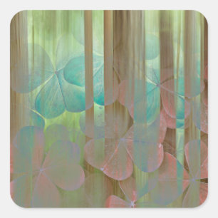 Collage of Oxalis and Trees   Seabeck, WA Quadratischer Aufkleber