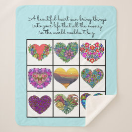 Collage of Painted Hearts (light blue), with Quote Sherpadecke