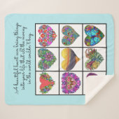 Collage of Painted Hearts (light blue), with Quote Sherpadecke (Vorderseite (Horizontal))